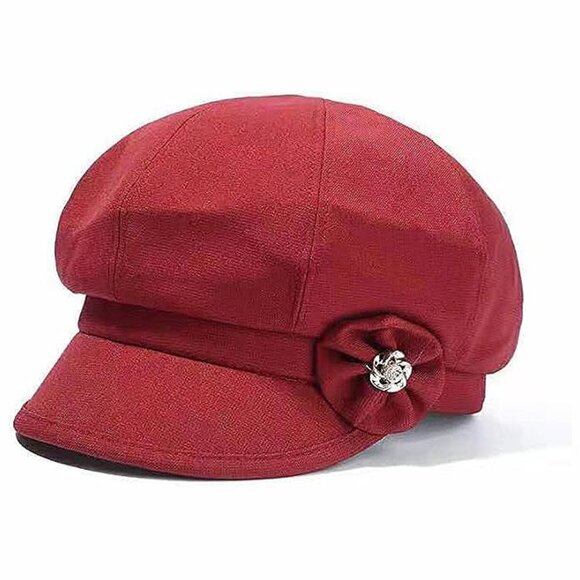 Women Retro Classic Visor Newsboy Cabbie Cap 6red - Picture 1 of 1